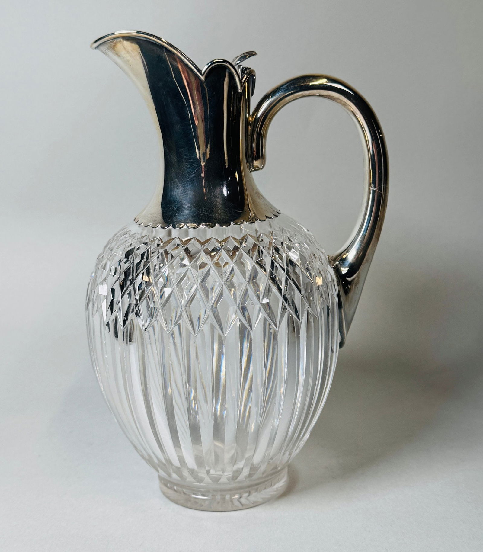 Victorian Sterling Silver Mounted Cut Crystal Claret Jug (1 of 4)