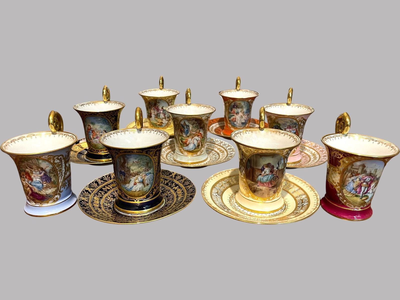 Dresden (Ambrosius Lamm) Hand Painted Porcelain Cups And Saucers, Circa 1890 (1 of 15)