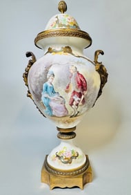 Sevres Style Porcelain And Gilt Brass Mounted Vase, Signed, Late 19th Century
