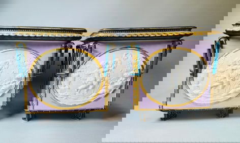 Pair Of French Sevres Style Porcelain Cachepot, 19th Century