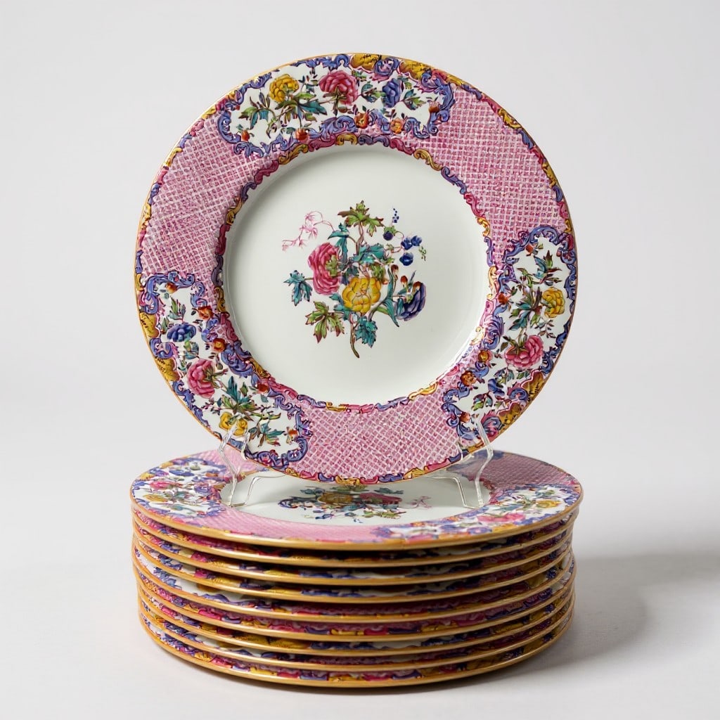 Antique Copeland Spode 'China Rose' Dinner Plates (12): Diam: 11 1/8 inchesCONDITION: very good