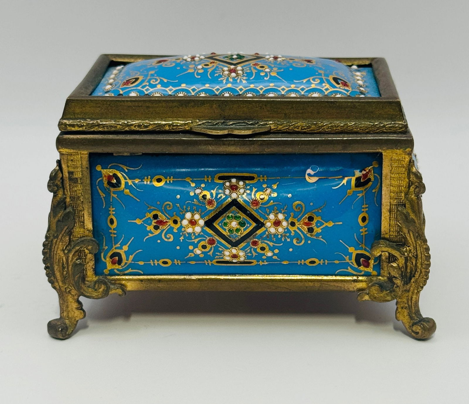 Small French Enamel And Brass Box, Late 19th Century (1 of 5)