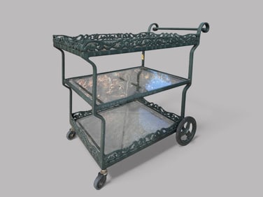 Brown Jordan 'Elegance' Cast Aluminum Outdoor Bar Cart With Glass Top