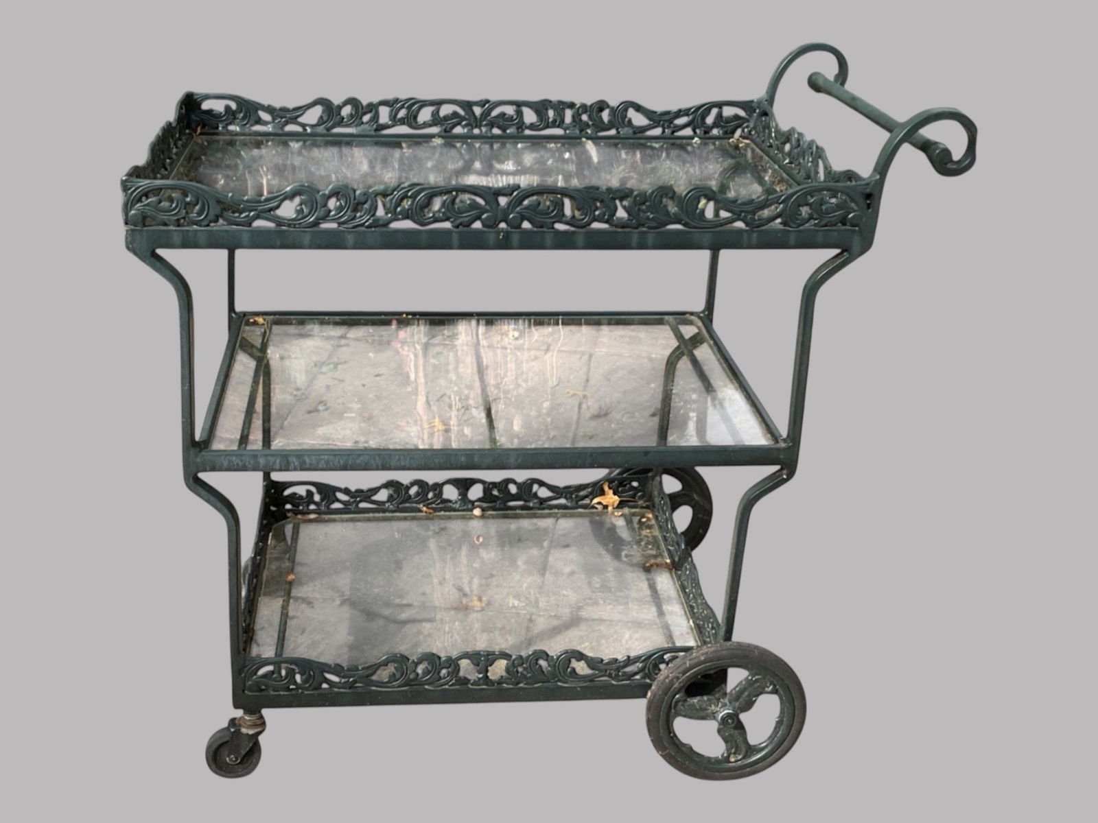 Brown Jordan 'Elegance' Cast Aluminum Outdoor Bar Cart With Glass Top (1 of 1)
