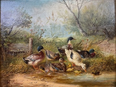 Julius Scheuerer (German, 1859-1913), Ducks And Ducklings, 19th Century
