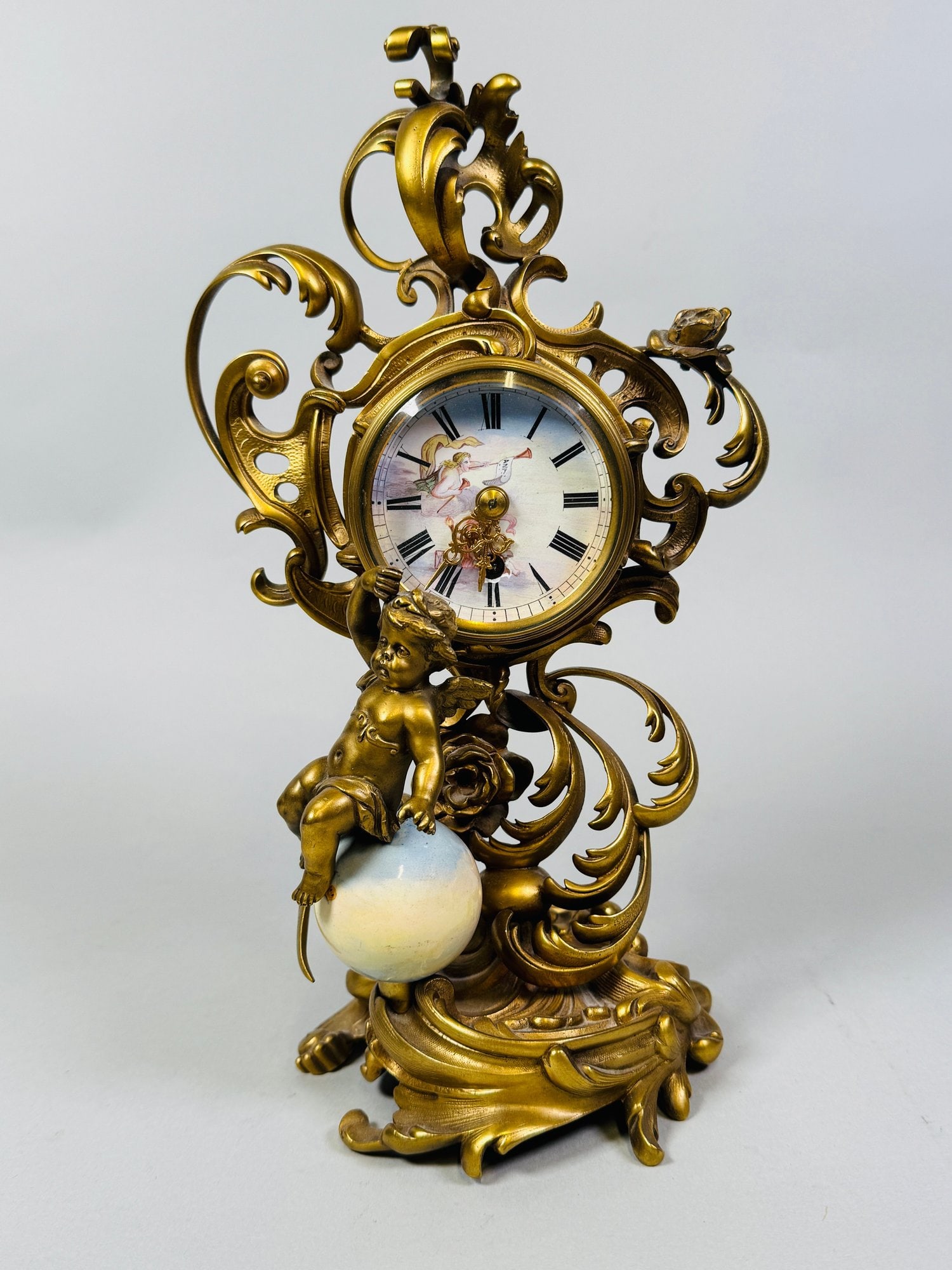 German (Gustav Becker) Gilt Brass Clock, Late 19th Century (1 of 5)