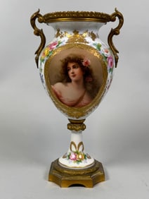 Sevres Style Handpainted Signed Porcelain And Vase, C. 1900