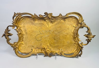 French Gilt Bronze Two Handled Tray, Late 19th Century
