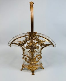 French Gilt Brass And Glass Basket, Early 20th Century