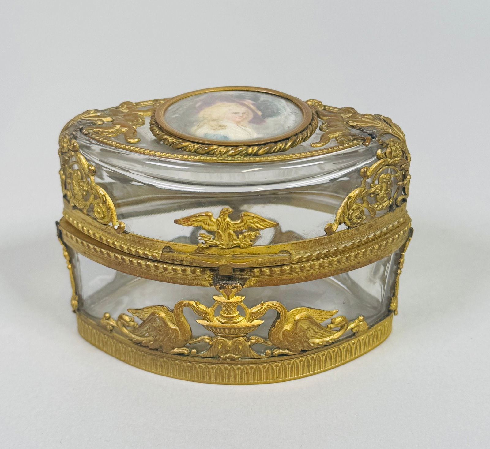 French Gilt Metal And Glass Box With Hand Painted Miniature Portrait Of A Period Lady, C. 1900 (1 of 4)
