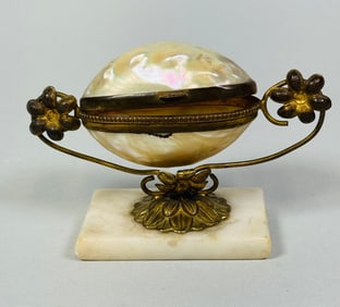 Brass And Shell Mounted Base, Early 20th Century