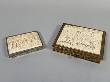 German .800 Silver Box And A Gilt Brass Box, C. 1900 (2)