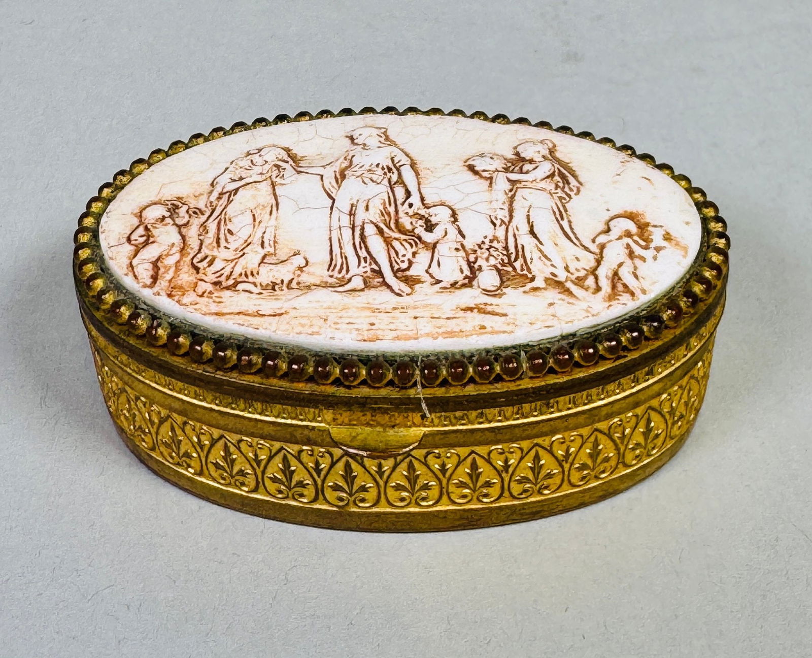 French Gilt Brass Box With Classical Relief Carving, C. 1900 (1 of 3)