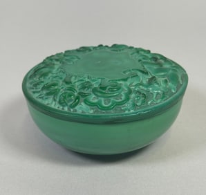 French Green Glass Box Designed By Heinrich Hoffmann, C. 1920