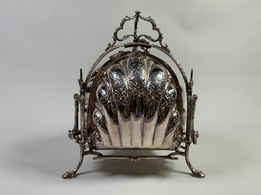 English Silver Plated Articulated Bun Warmer, C. 1880
