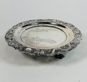 Chinese Export Silver Footed Circular Dish, Late 19th Century