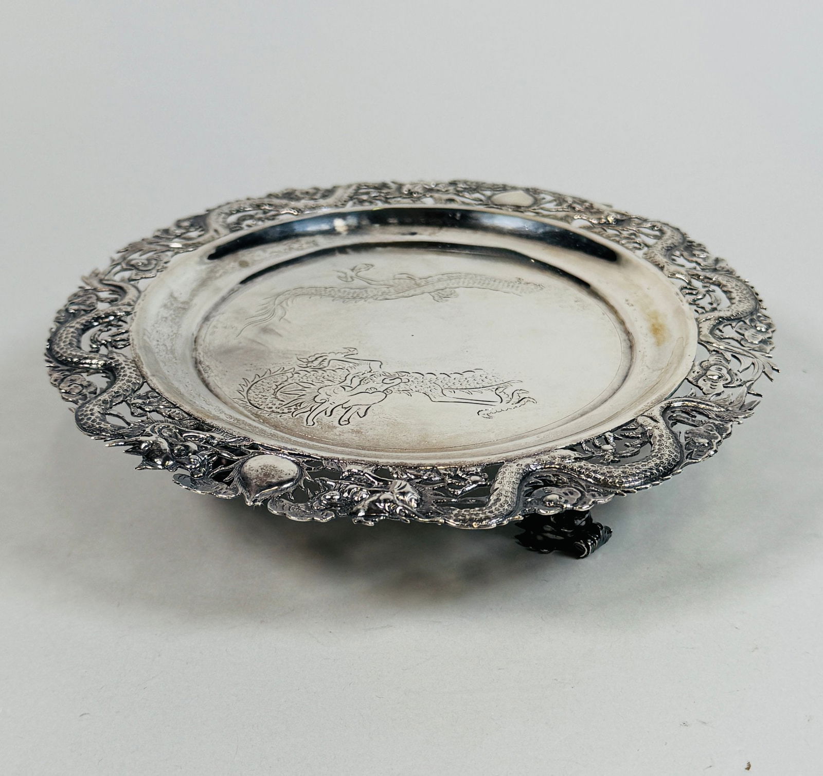 Chinese Export Silver Footed Circular Dish, Late 19th Century (1 of 6)