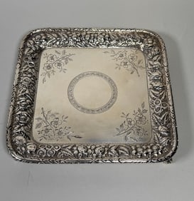 Black, Starr & Frost (new York) Sterling Silver Repousse Square Footed Tray, Dated 1884