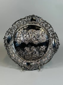 German .800 Silver? Repousse Dish, Late 19th Century