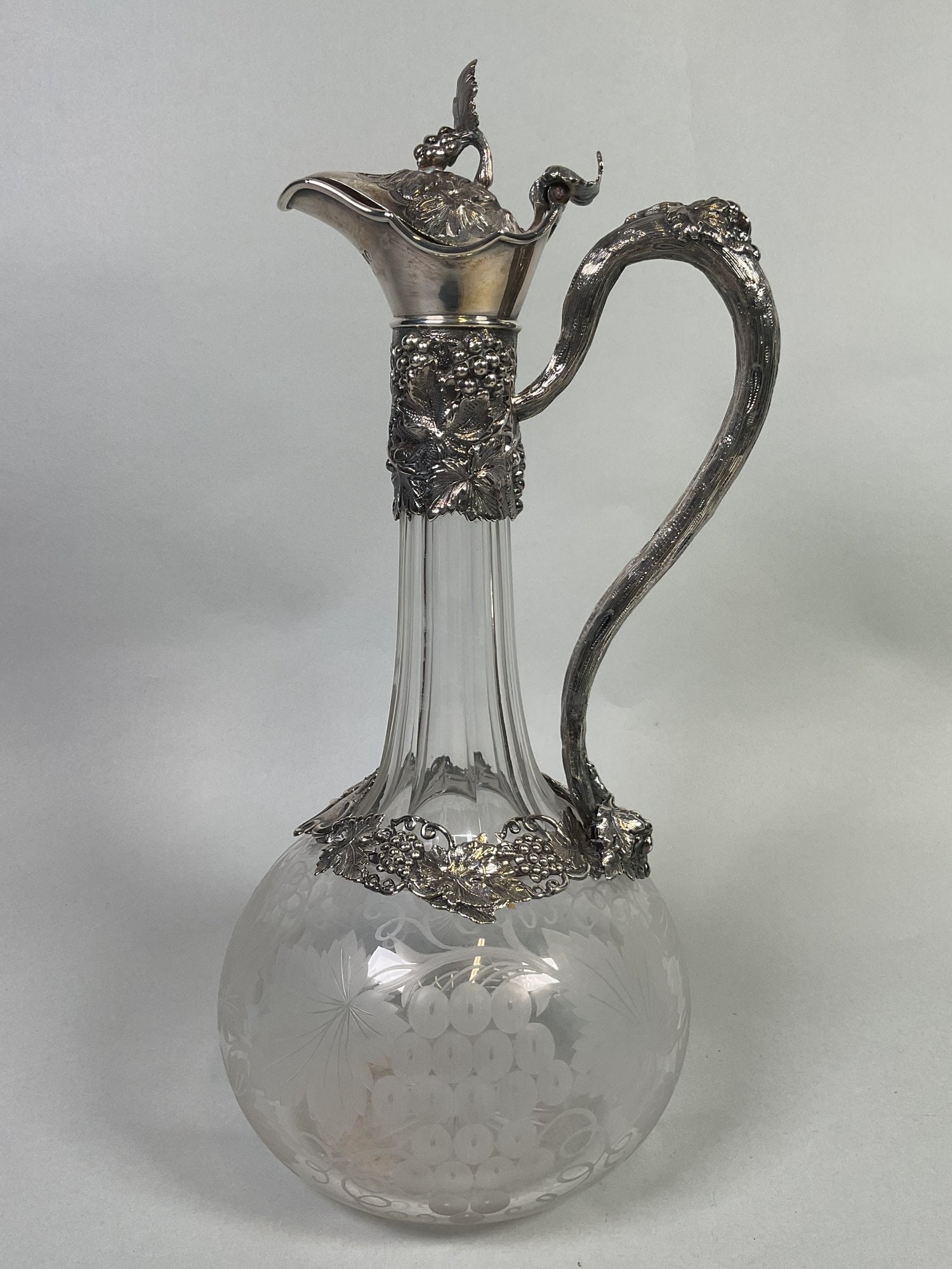 Victorian (London, George Richards & Edward Brown, 1866) Sterling Silver And Etched Glass Claret Jug (1 of 4)