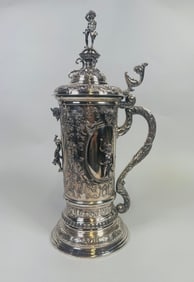 German Silver Figural Beer Stein, Late 19th Century