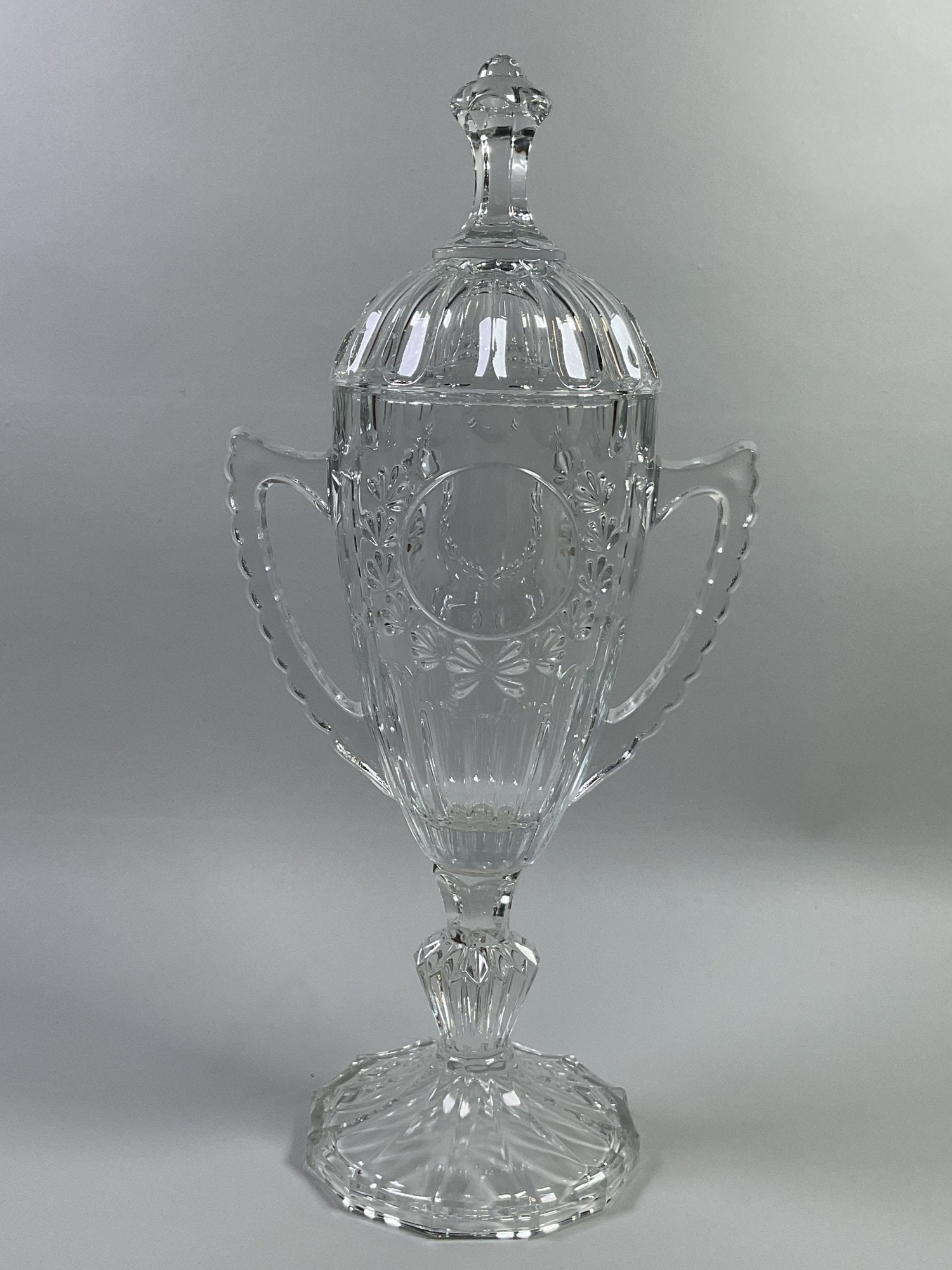Crystal Lidded Loving Cup: unmarked H: 14 1/4 inches