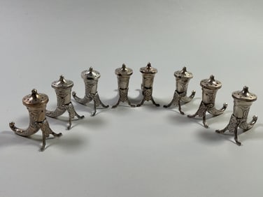 Eight Theodore Olsens (Norway) Viking Horn Pepper Shakers (8)
