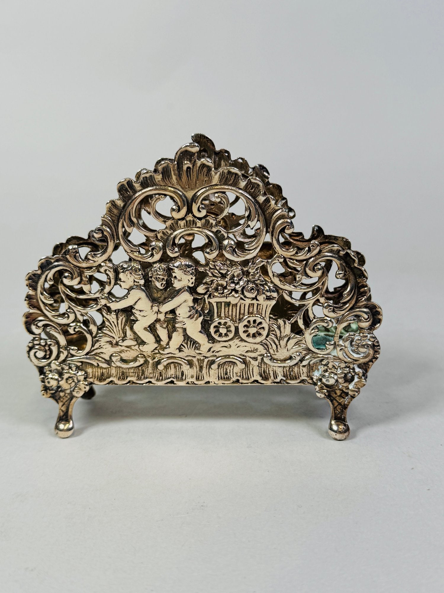 German .800 Filigree Silver Letter Holder, C. 1900 (1 of 5)