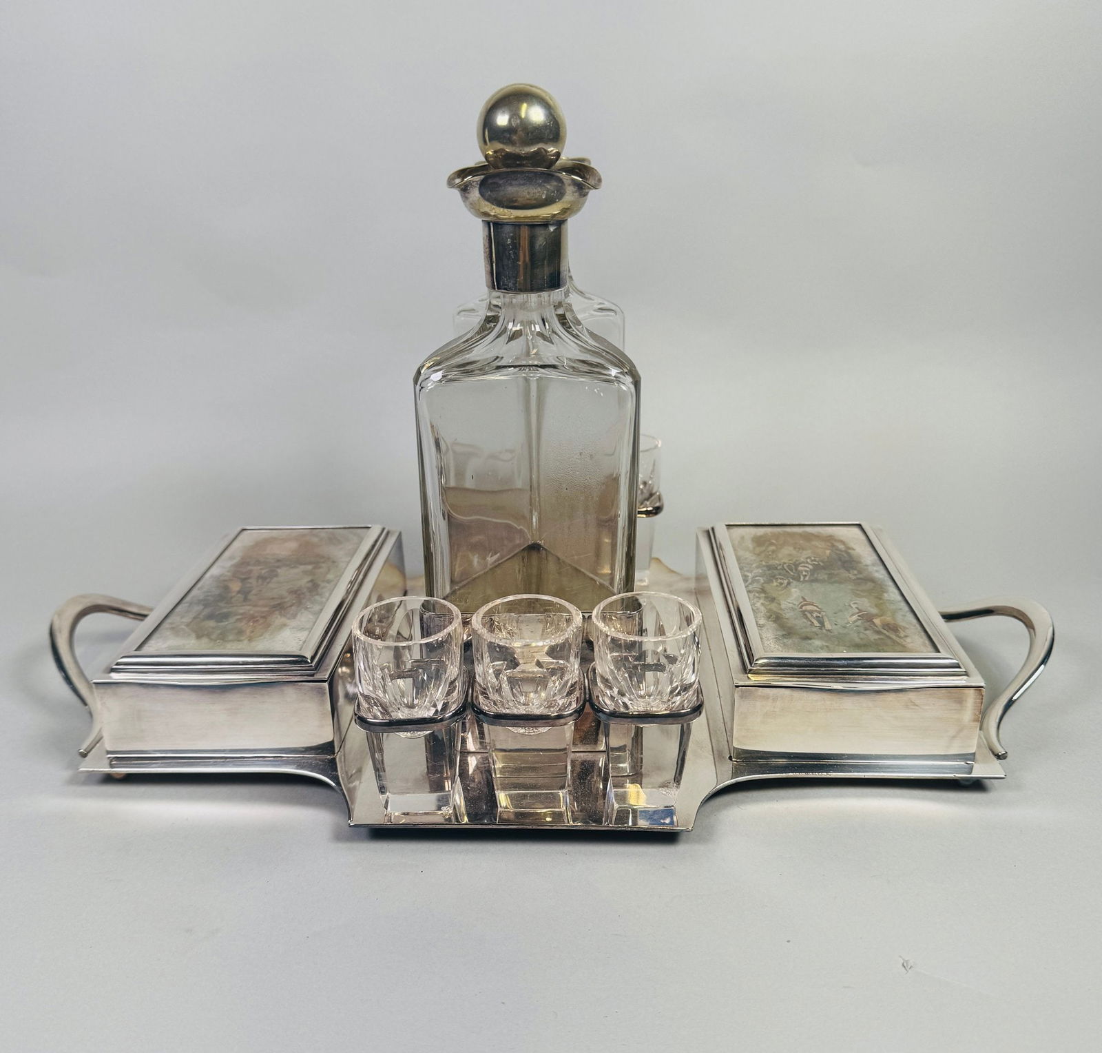 English Silver Plated Fox Hunt Themed Drink Set, C. 1910 (1 of 7)