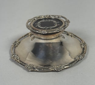 English (Birmingham, 1912) Sterling Silver And Pique Inkwell