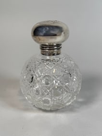English Sterling Silver Topped Cut Crystal Scent Bottle