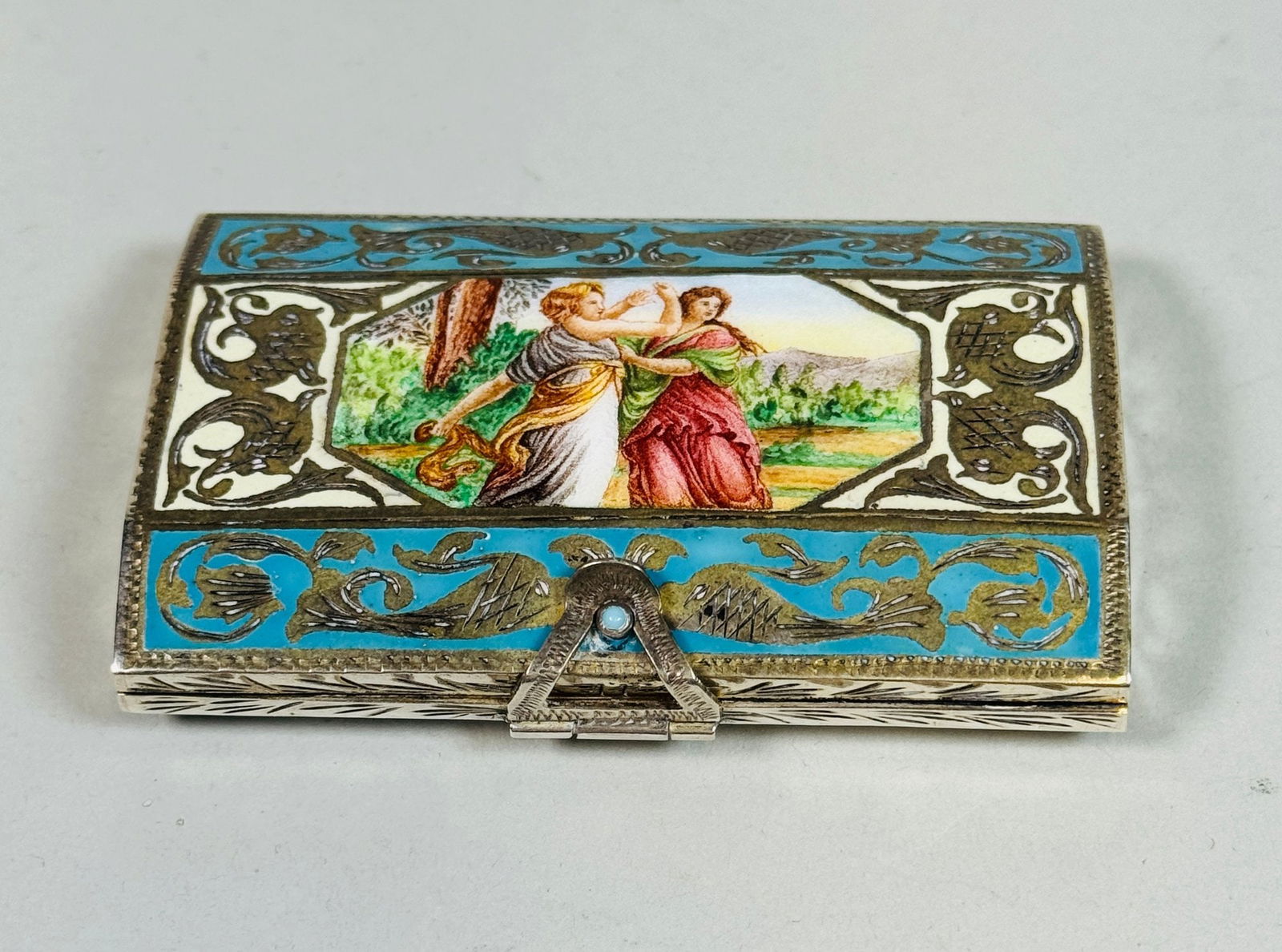 Continental .800 Silver And Enamel Compact, C. 1900 (1 of 6)