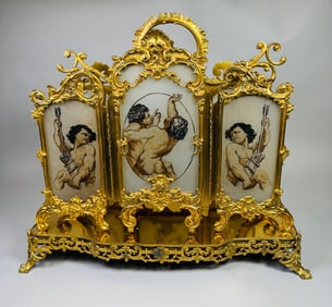 Rococo Gilt Metal Magazine Rack With Frames, First Half 20th Century