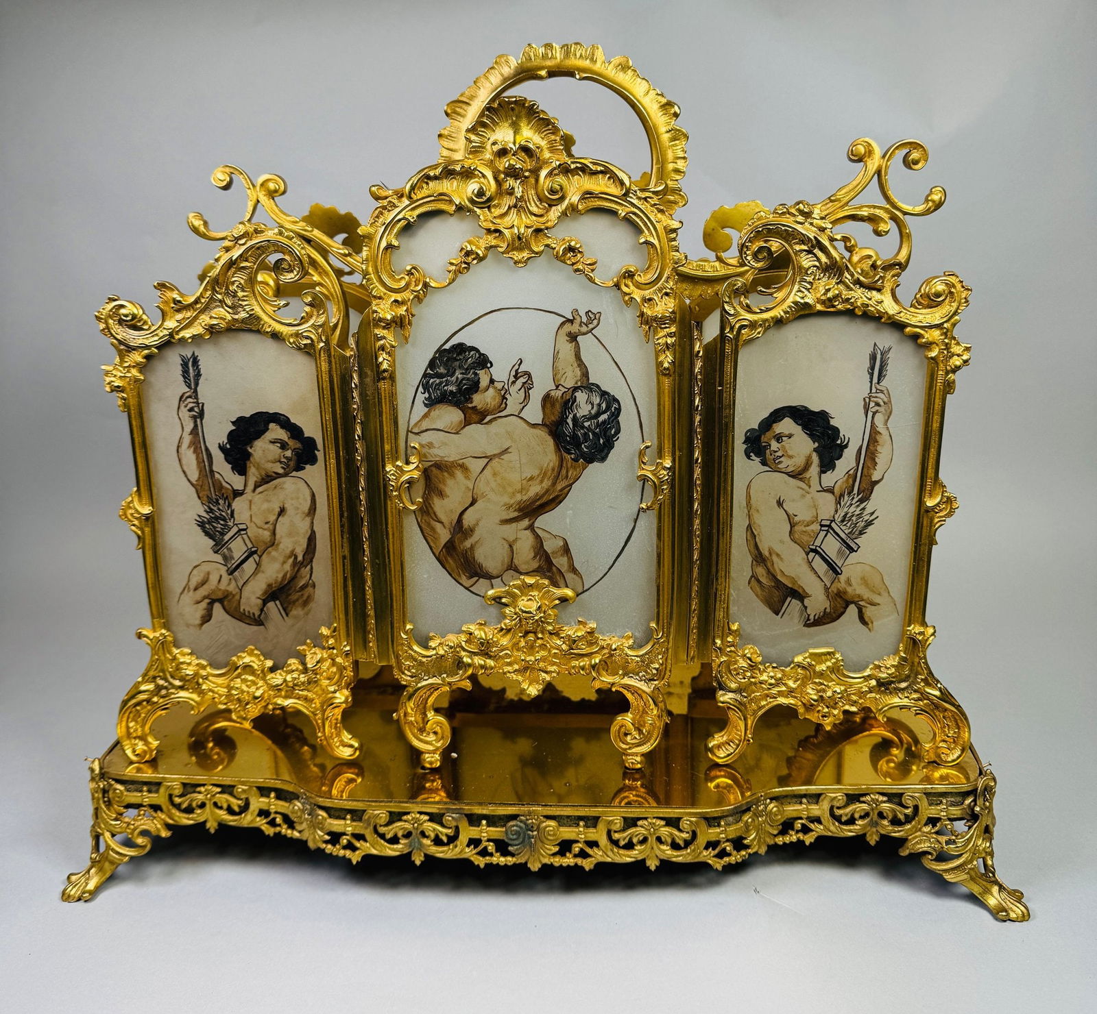 Rococo Gilt Metal Magazine Rack With Frames, First Half 20th Century (1 of 4)