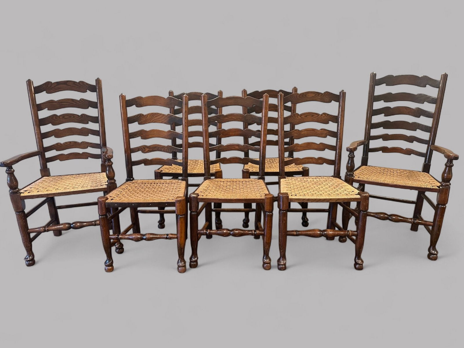 Five Antique Ladderback Chairs And Two Reproductions (5) (1 of 9)