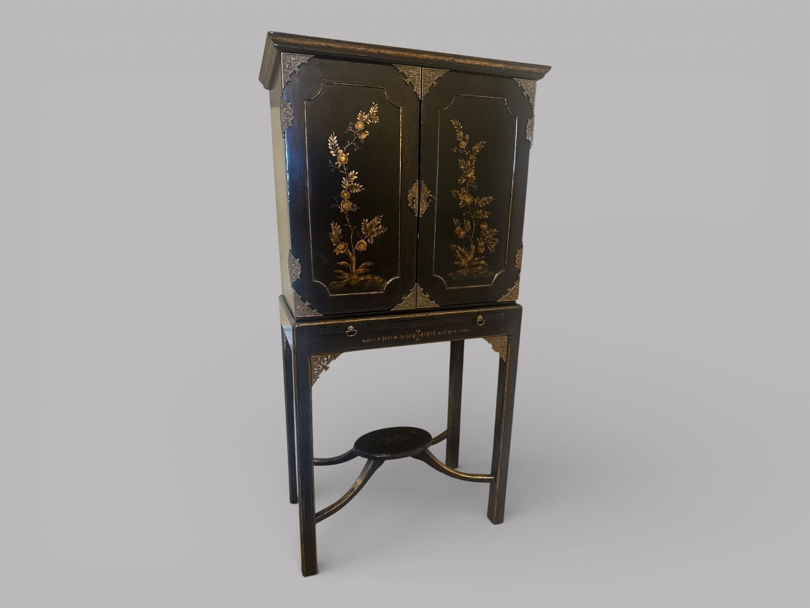 Georgian Style Chinoiserie Secretary Cabinet On Stand (1 of 3)