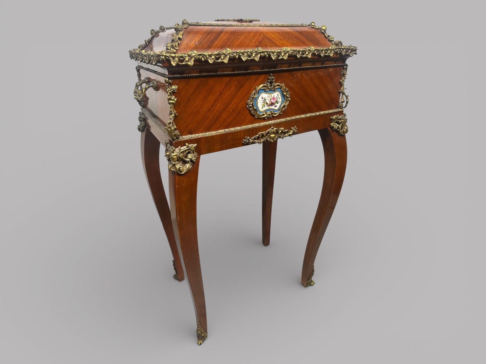 Napoleon III Mace Et Boulanger Fts Ormolu Mounted Fruitwood Parquetry Jewelry Casket Table With (1 of 7)