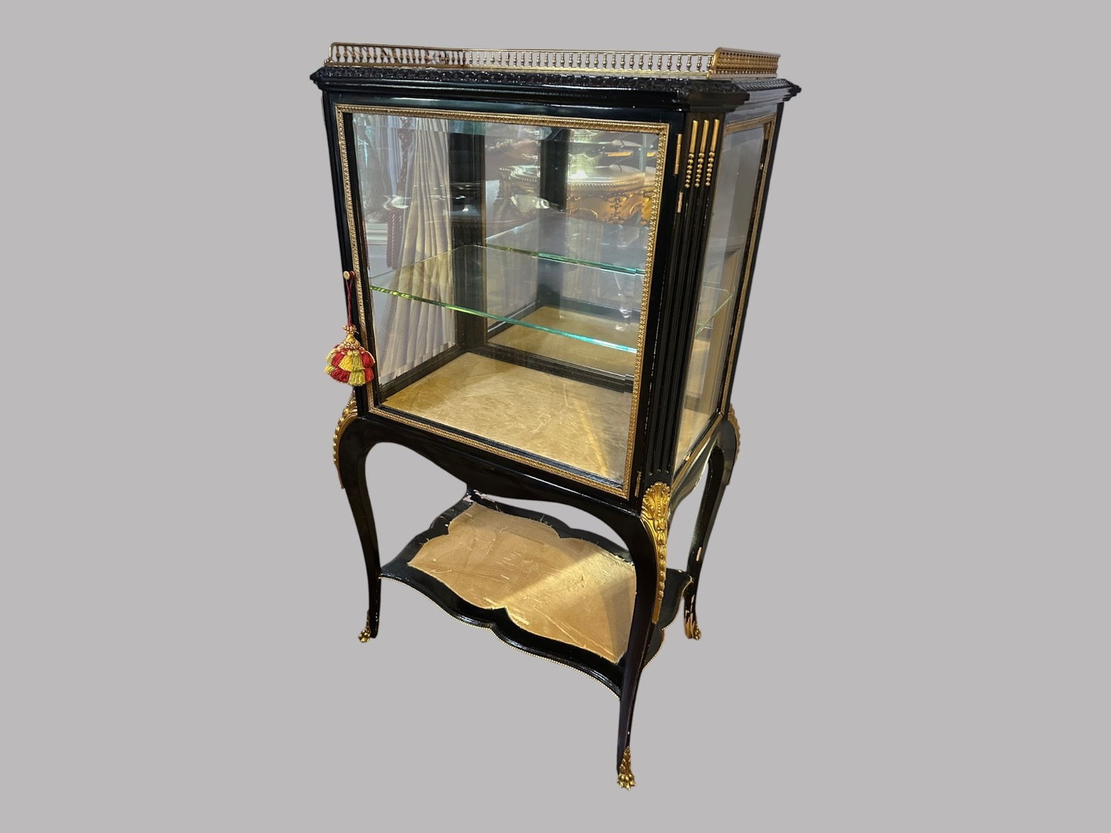 French Louis XVI Style Ebonized Vitrine With Ormolu Mounts, Early 20th Century (1 of 4)