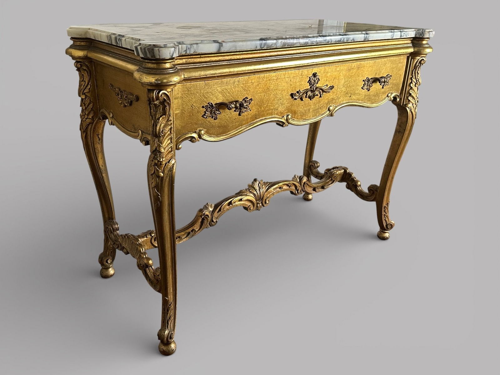 Rococo Style Giltwood And Marble Top Console Table (1 of 3)