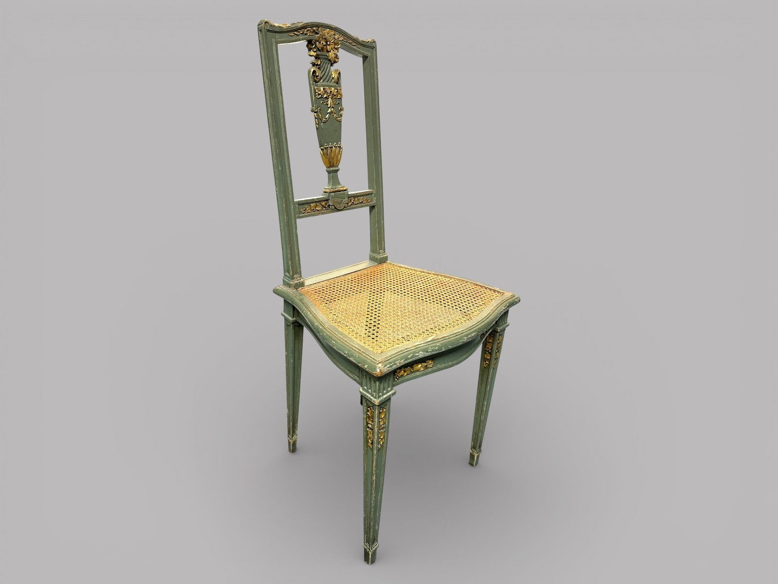 Louis XVI Style Painted Side Chair With Cane Seat (1 of 4)