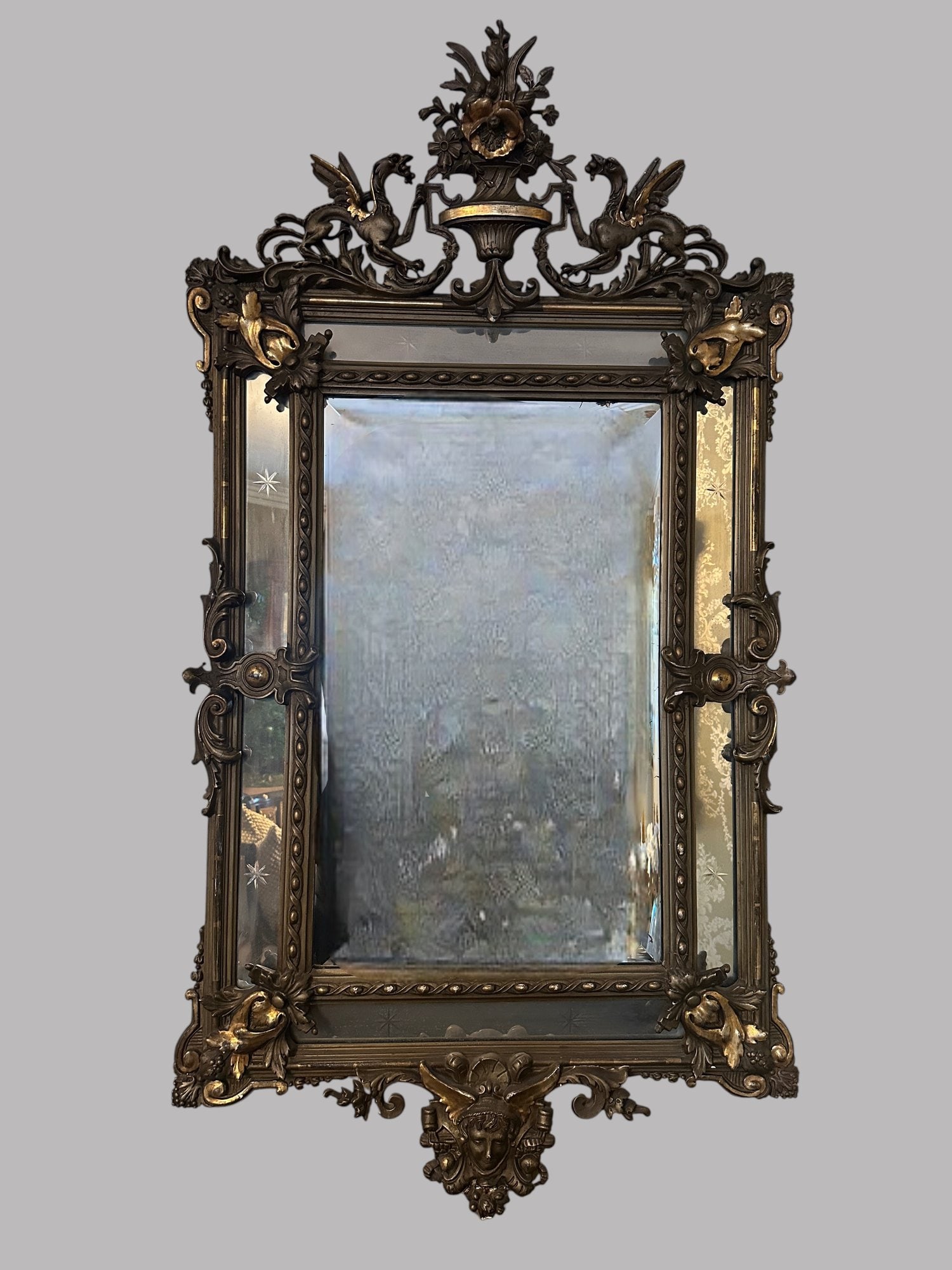 Carved Parcel Painted And Gilt Mirror (1 of 4)
