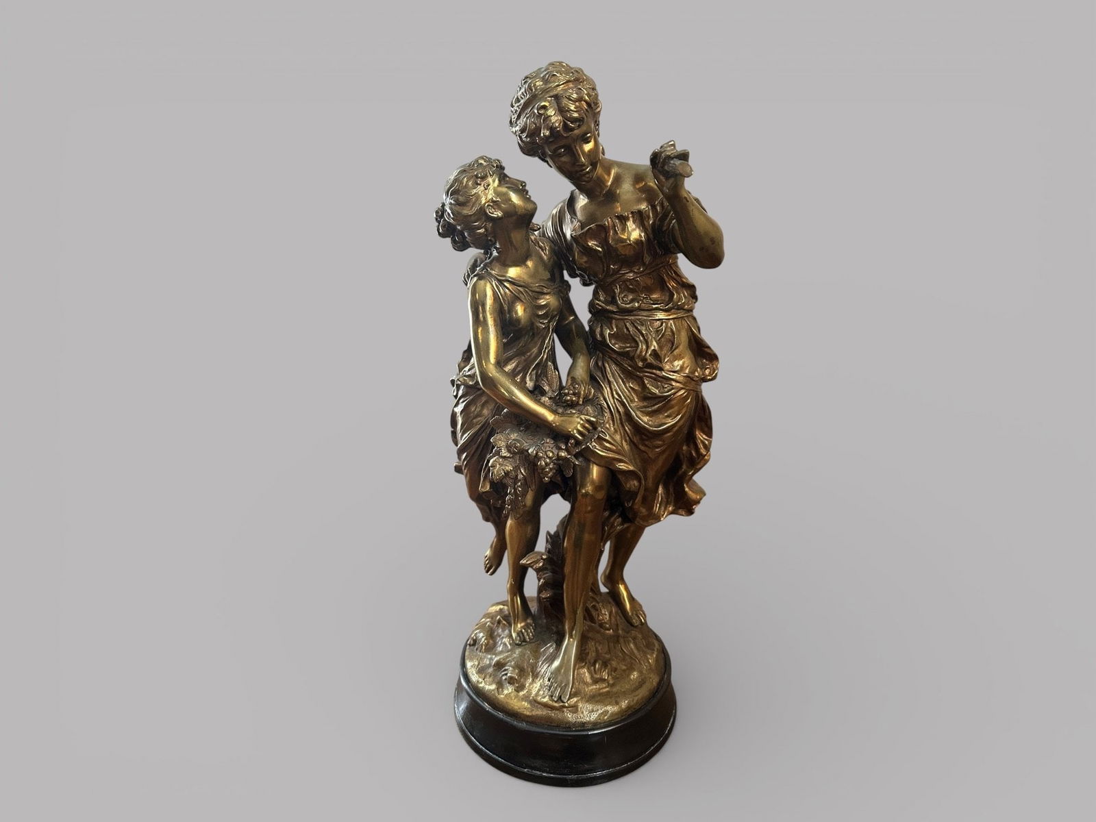 After Mathurin Moreau Les Soeurs Gilt Bronze Sculpture (1 of 3)