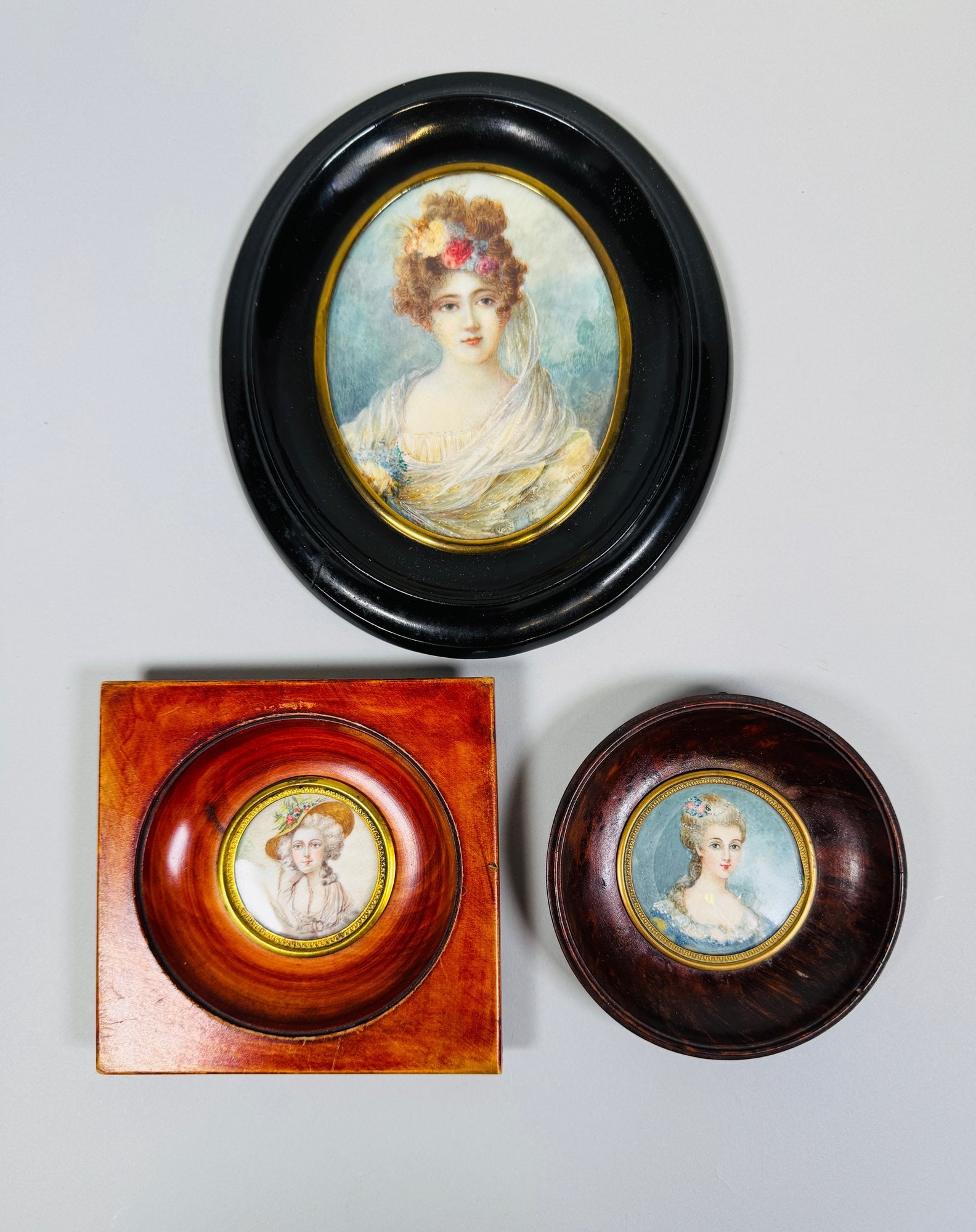 Collection Of Framed Enamel Portrait Miniatures (3) (1 of 7)