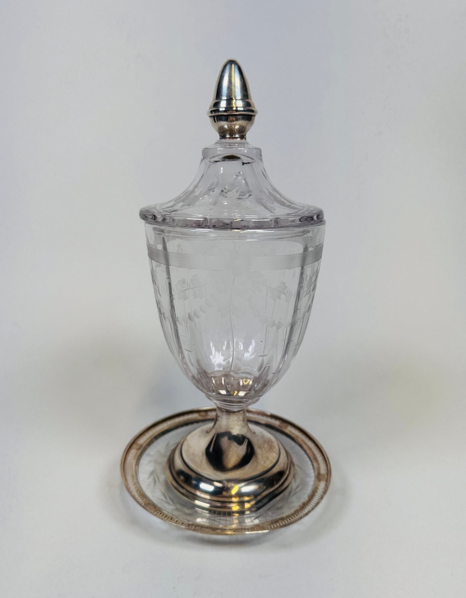 A Hawkes Cut Crystal Silver Mounted Covered Urn And A Silver Mounted Small Dish (1 of 6)