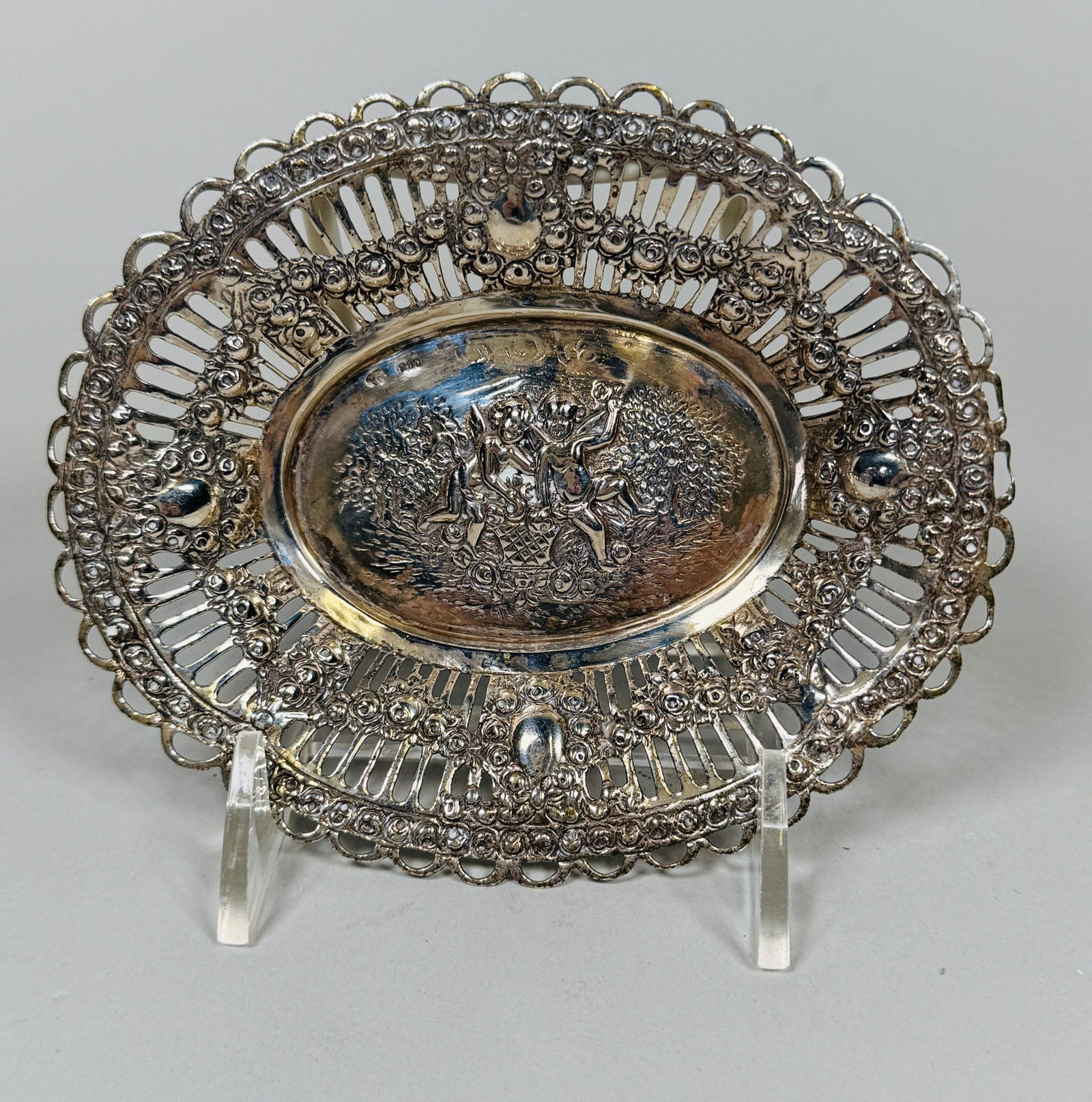 German .800 Silver Dish, Late 19th Century (1 of 4)