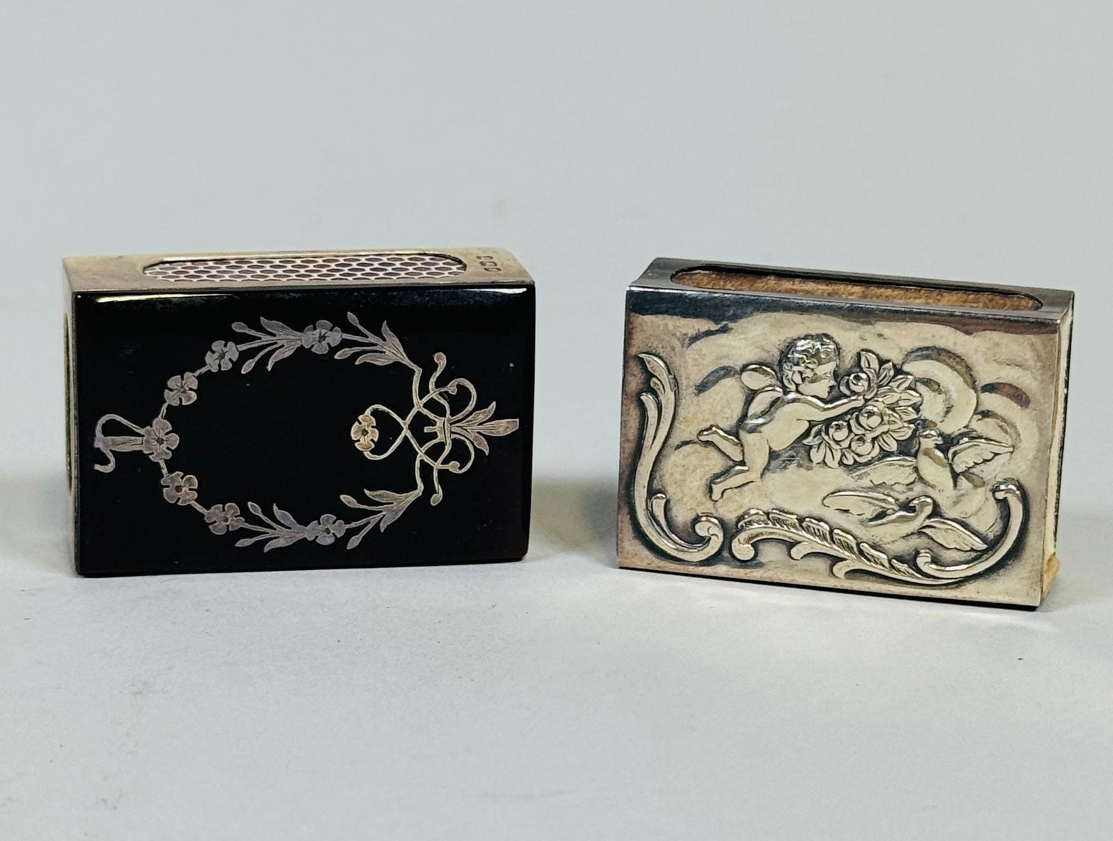 Pair Of Sterling Silver And Pique Matchbox Sleeves (1 of 7)