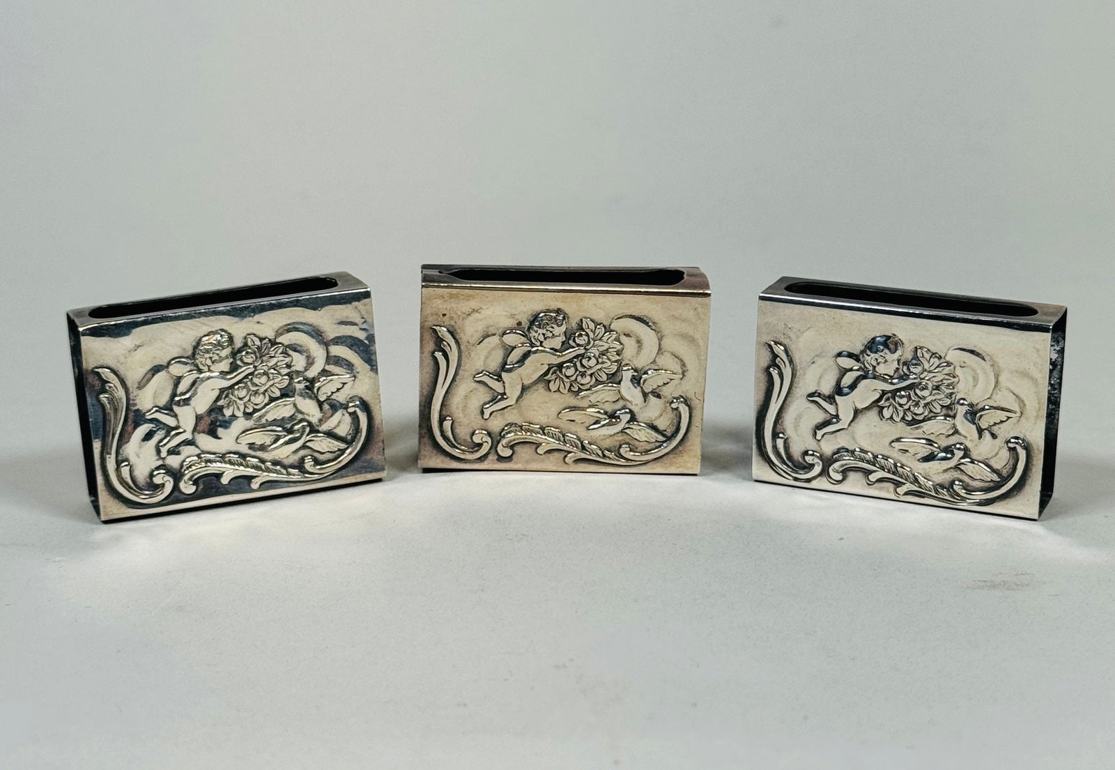 Three American Sterling Silver Art Nouveau Match Box Covers, C. 1900 (3) (1 of 4)