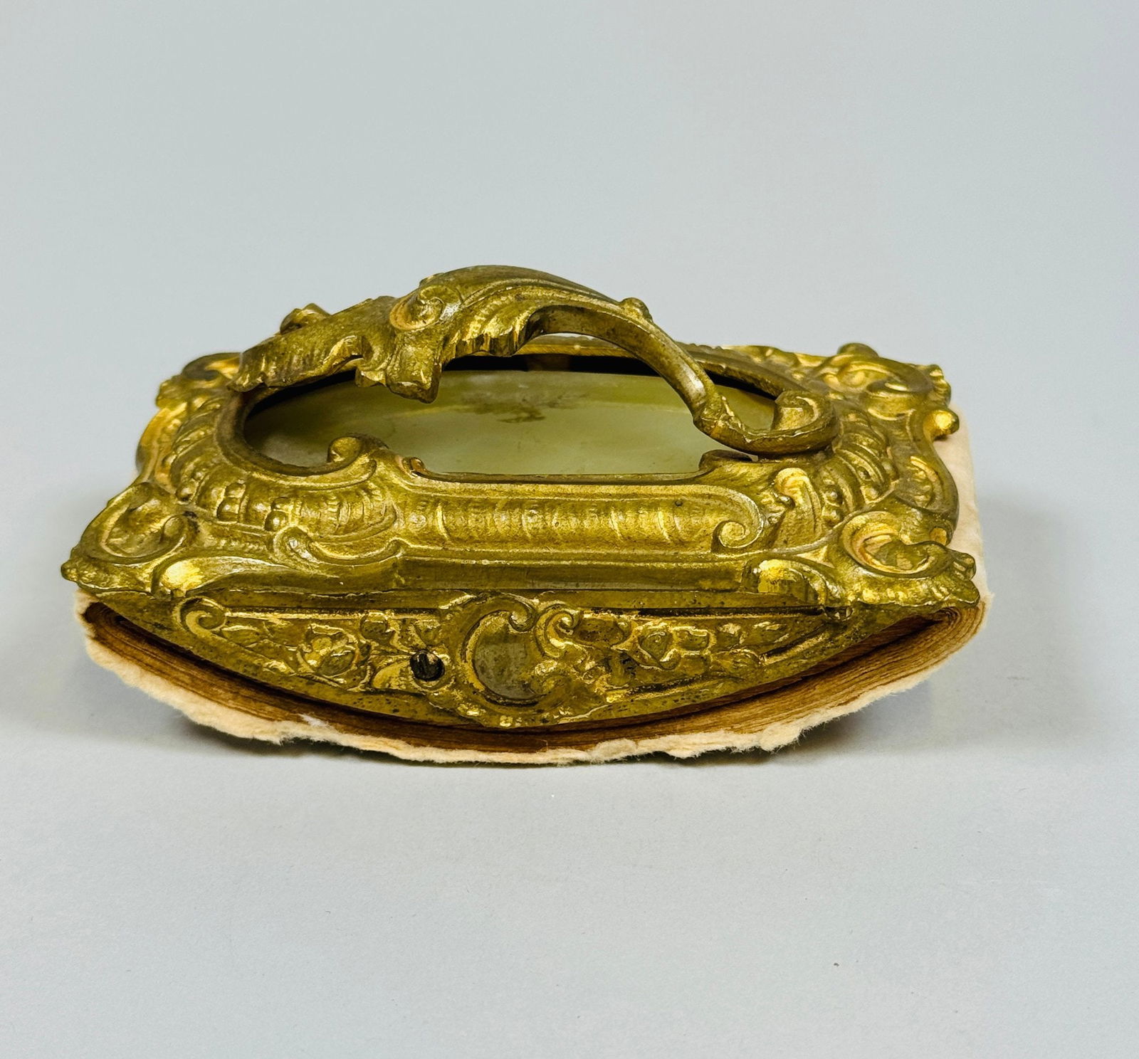 Brass And Green Onyx Handled Ink Blotter (1 of 3)