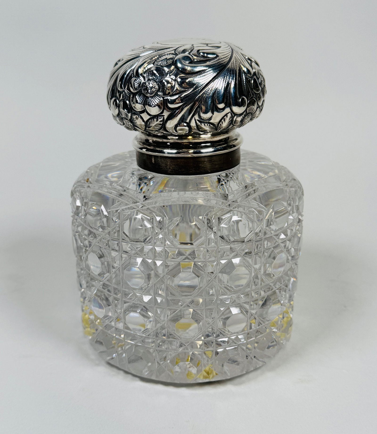 Harris & Shafer (Washington, DC) Sterling Silver And Cut Glass Inkwell, C. 1900 (1 of 4)