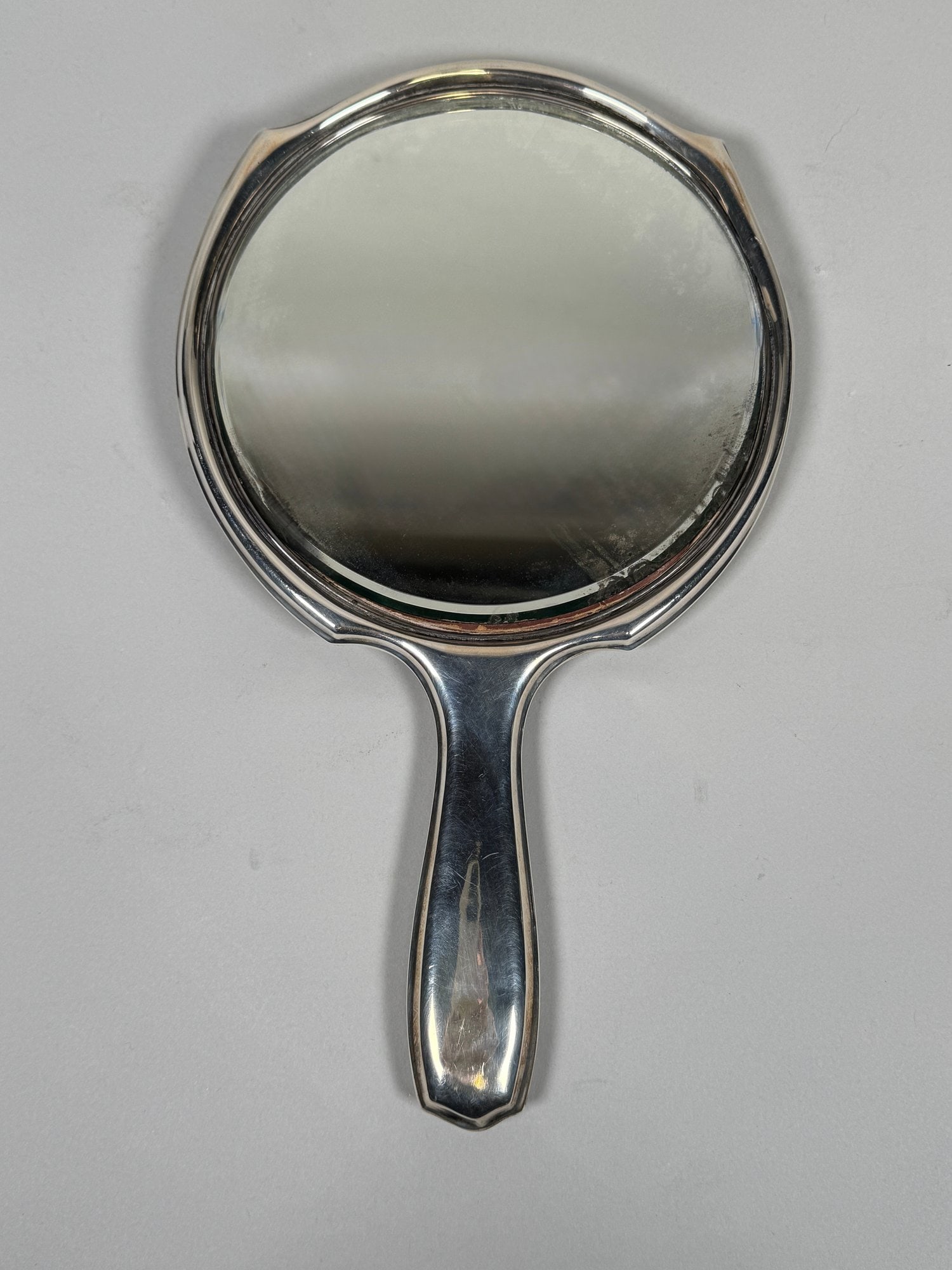 Gorham Sterling Silver Hand Mirror: L: 12 1/8 x W: 7 inches, CONDITION: monogrammed